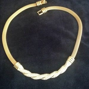 Vintage Swarovski Gold Mesh Choker W/Rhinestones